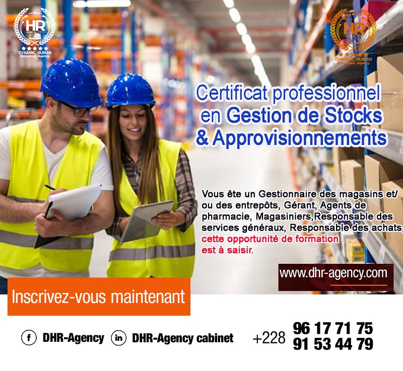 CERTIFICAT PROFESSIONNEL EN GESTION DE STOCKS & APPROVISIONNEMENTS (1ere EDITION DE 2022)